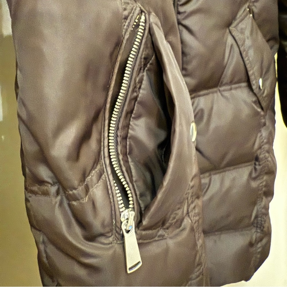 Saks Fifth Avenue Women’s Down Puffer Coat Jacket XS Removable Hood Deep Brown - Picture 11 of 17